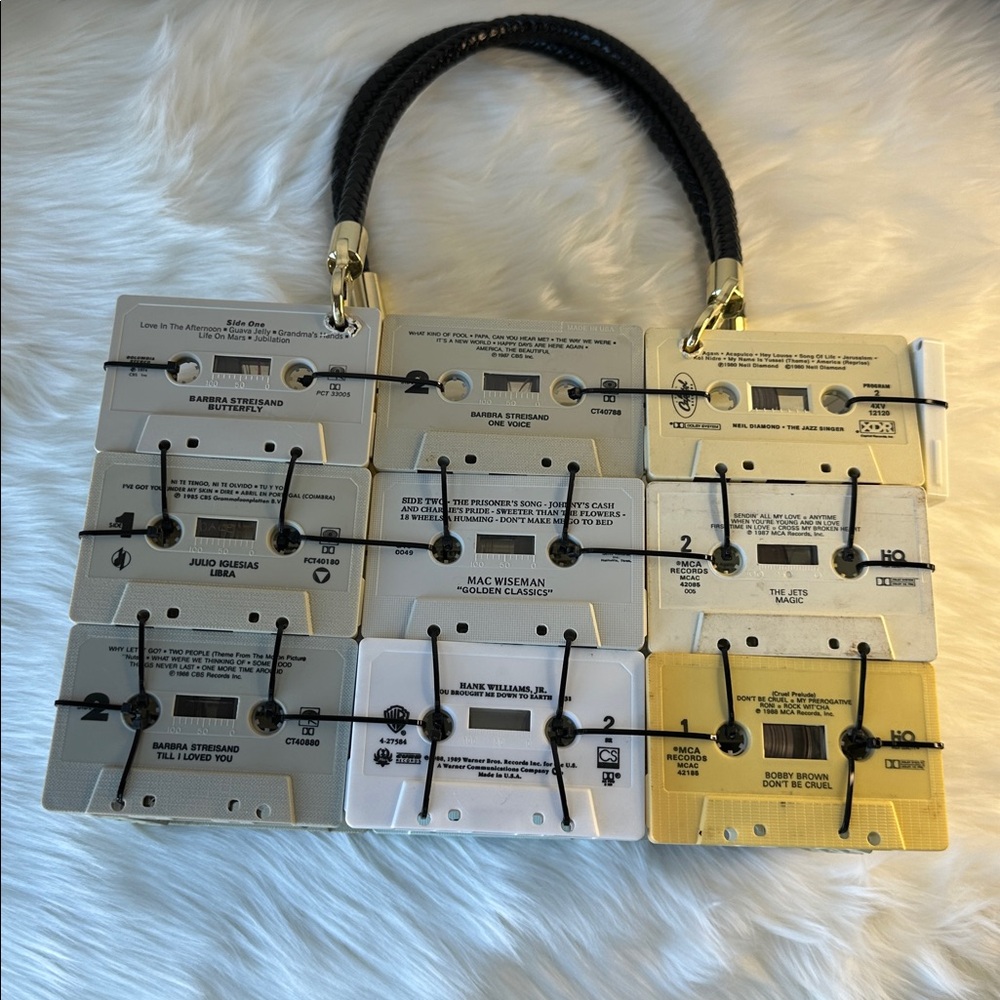 Unique Cassette Tape Handbag with Black Handles - Picture 4 of 6